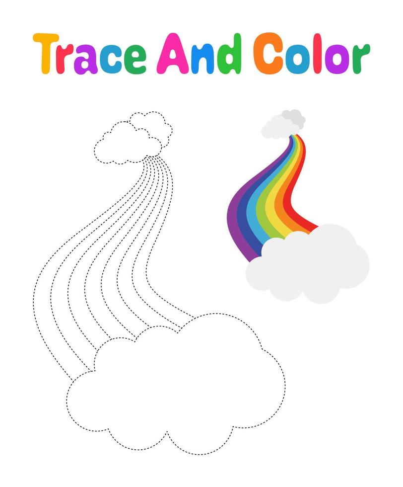 Rainbow tracing worksheet for kids vector
