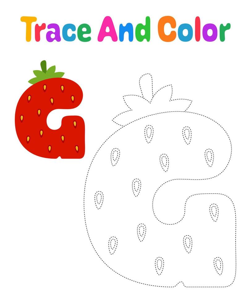 Alphabet G tracing worksheet for kids vector