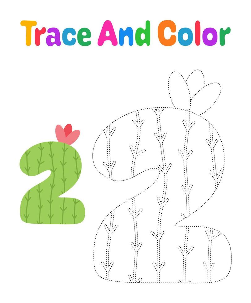 Number 2 tracing worksheet for kids vector