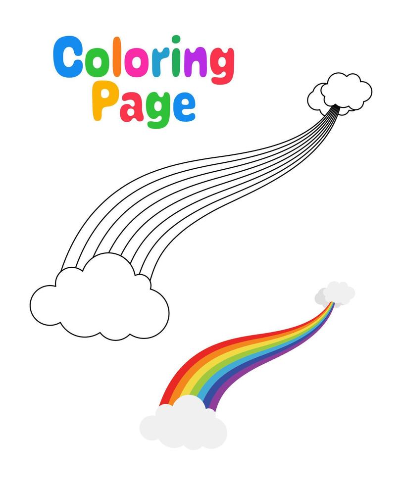 Coloring page with Rainbow for kids vector