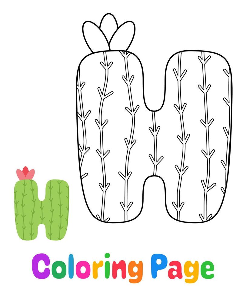 Coloring page with Alphabet H for kids vector