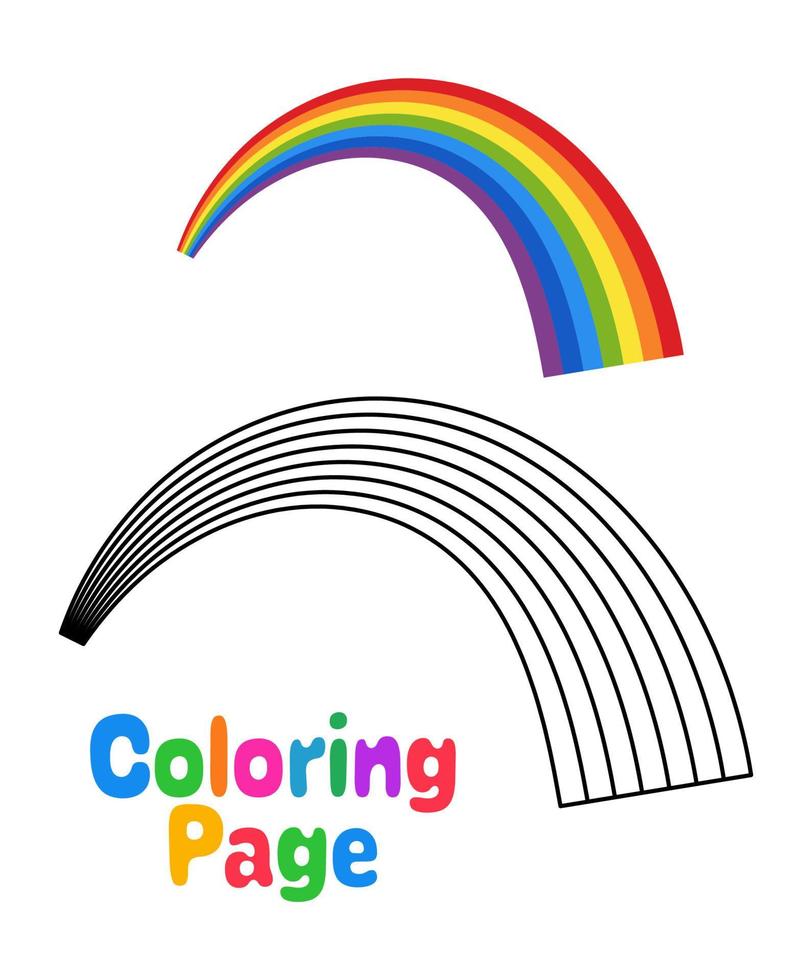 página para colorear con arco iris para niños vector