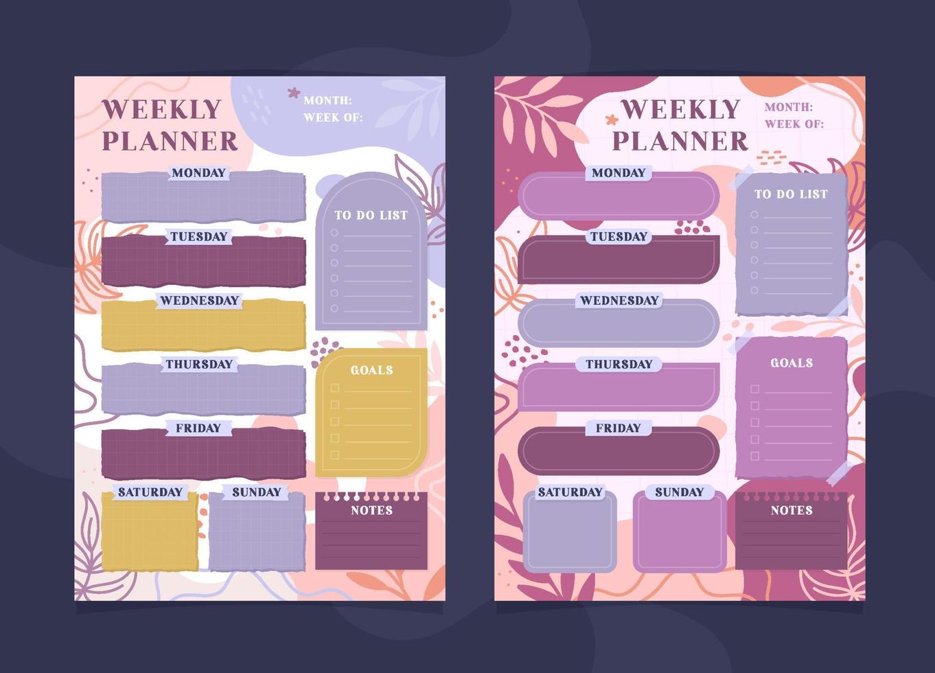 Weekly Timeline Planner Template vector