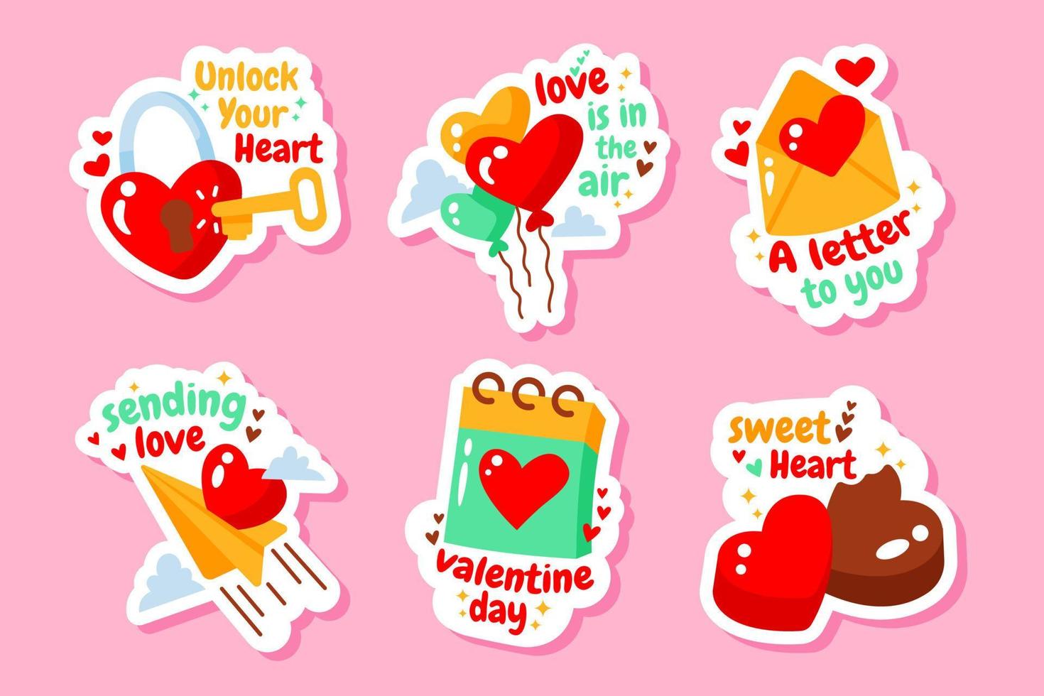 Se of Valentine Day Stickers vector