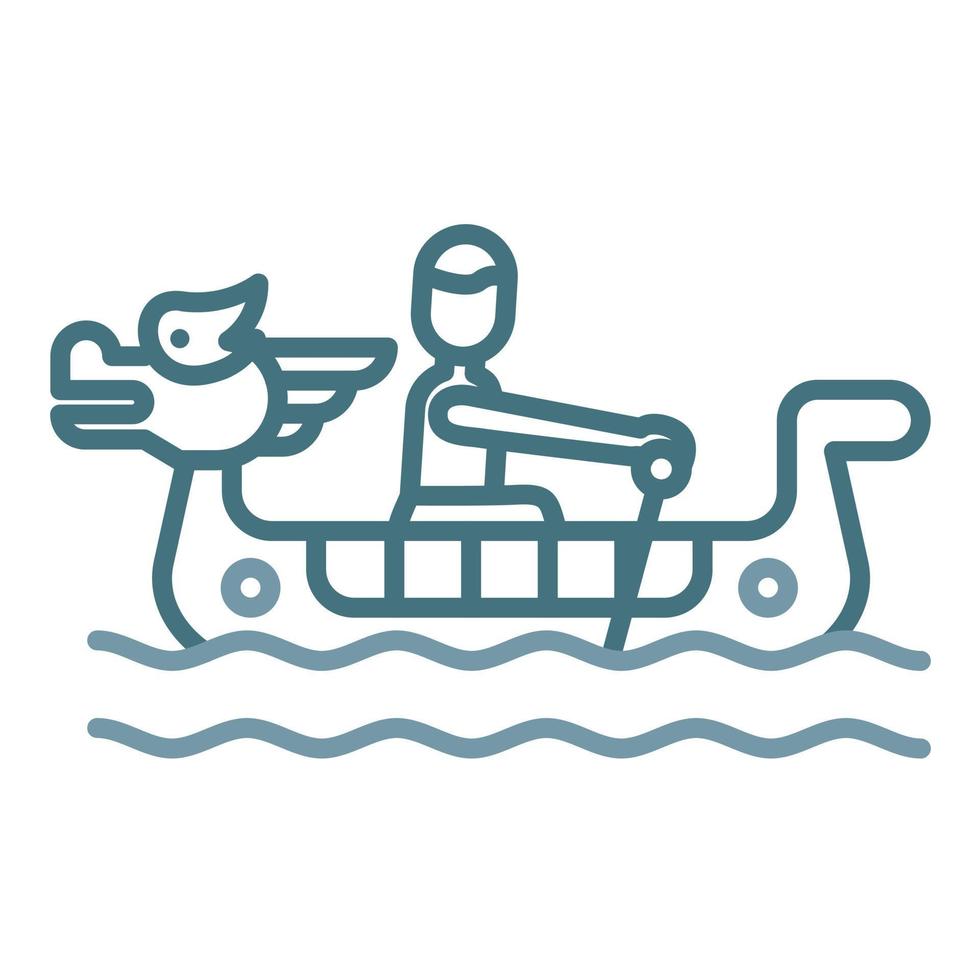 Dragon Boat Racing Line Two Color Icon vector