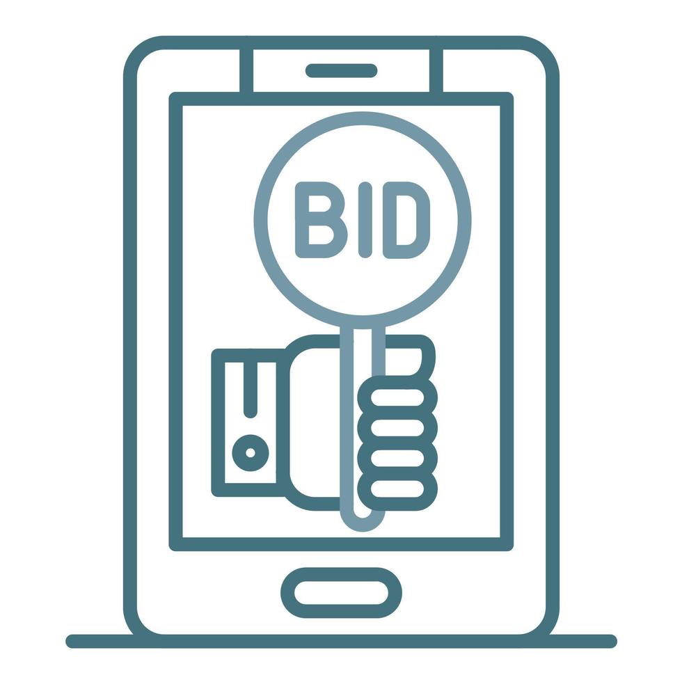 Online Bidding Line Two Color Icon vector