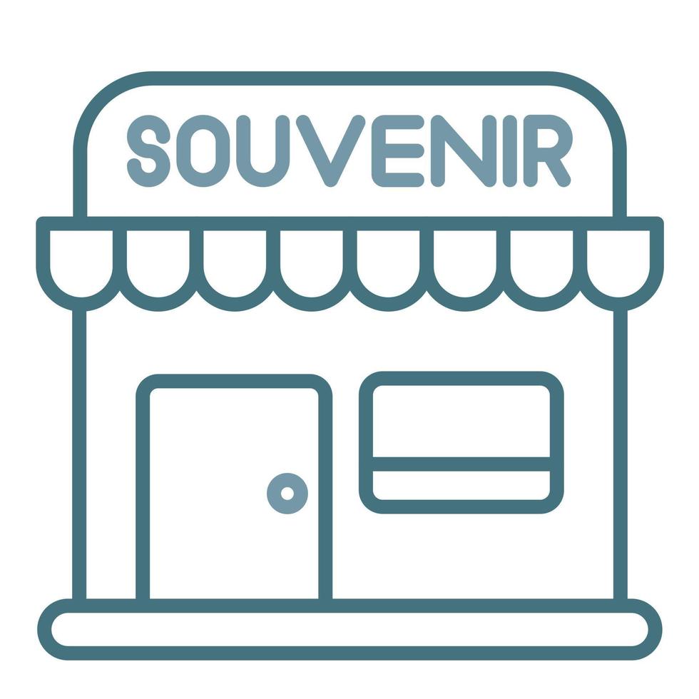 icono de dos colores de la línea de la tienda de souvenirs vector