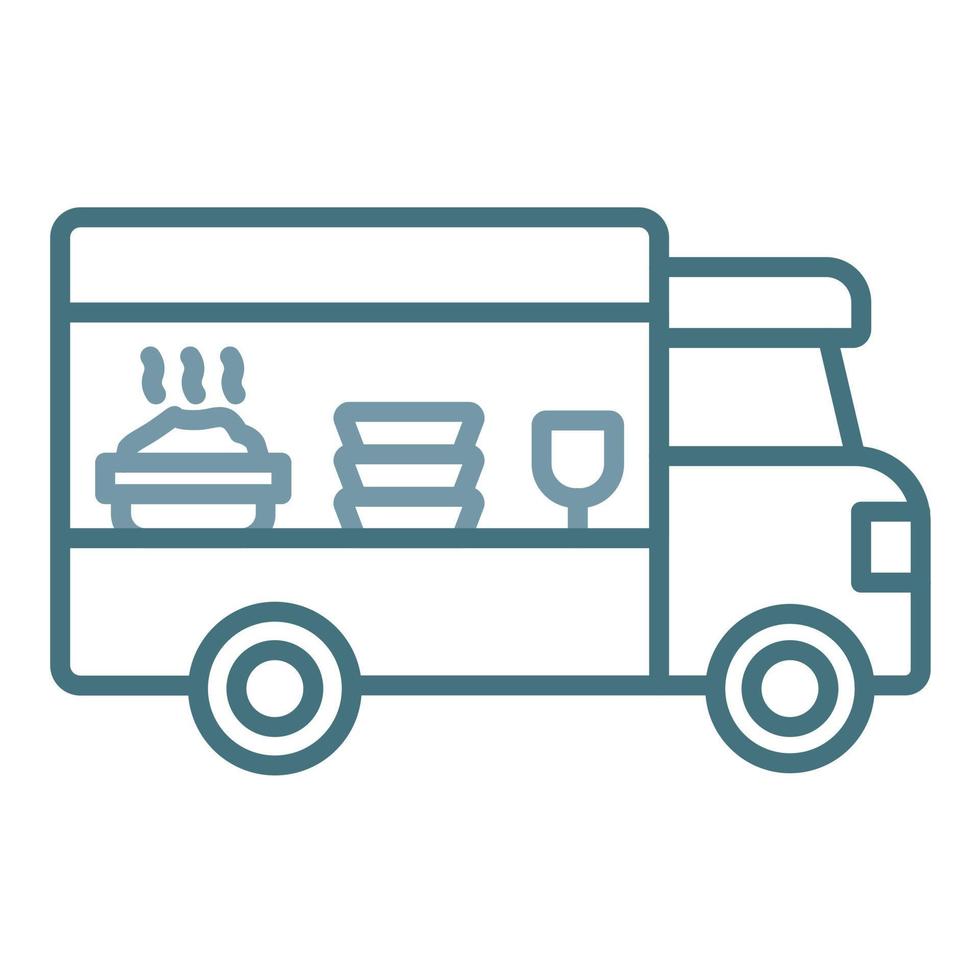 Food Truck Line Two Color Icon vector