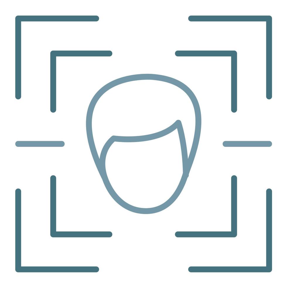 Face Scan Line Two Color Icon vector