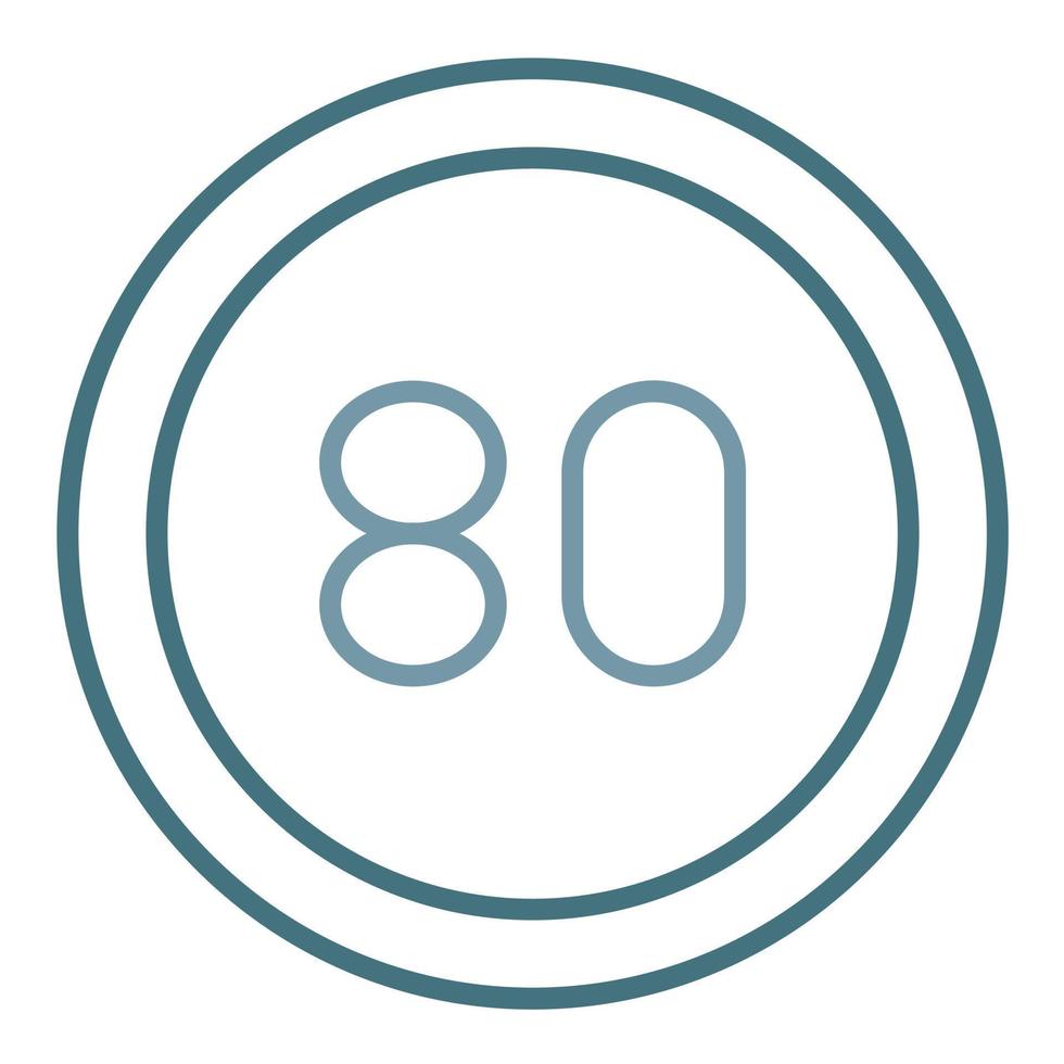 80 Speed Limit Line Two Color Icon vector