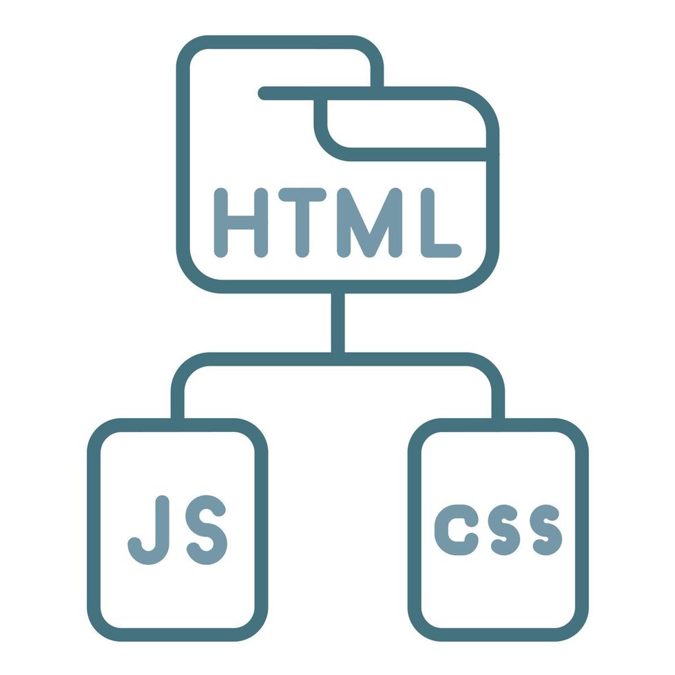 html js css línea icono de dos colores vector