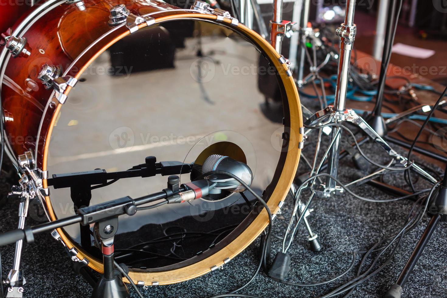 drums-set with sticks on snare-drums photo