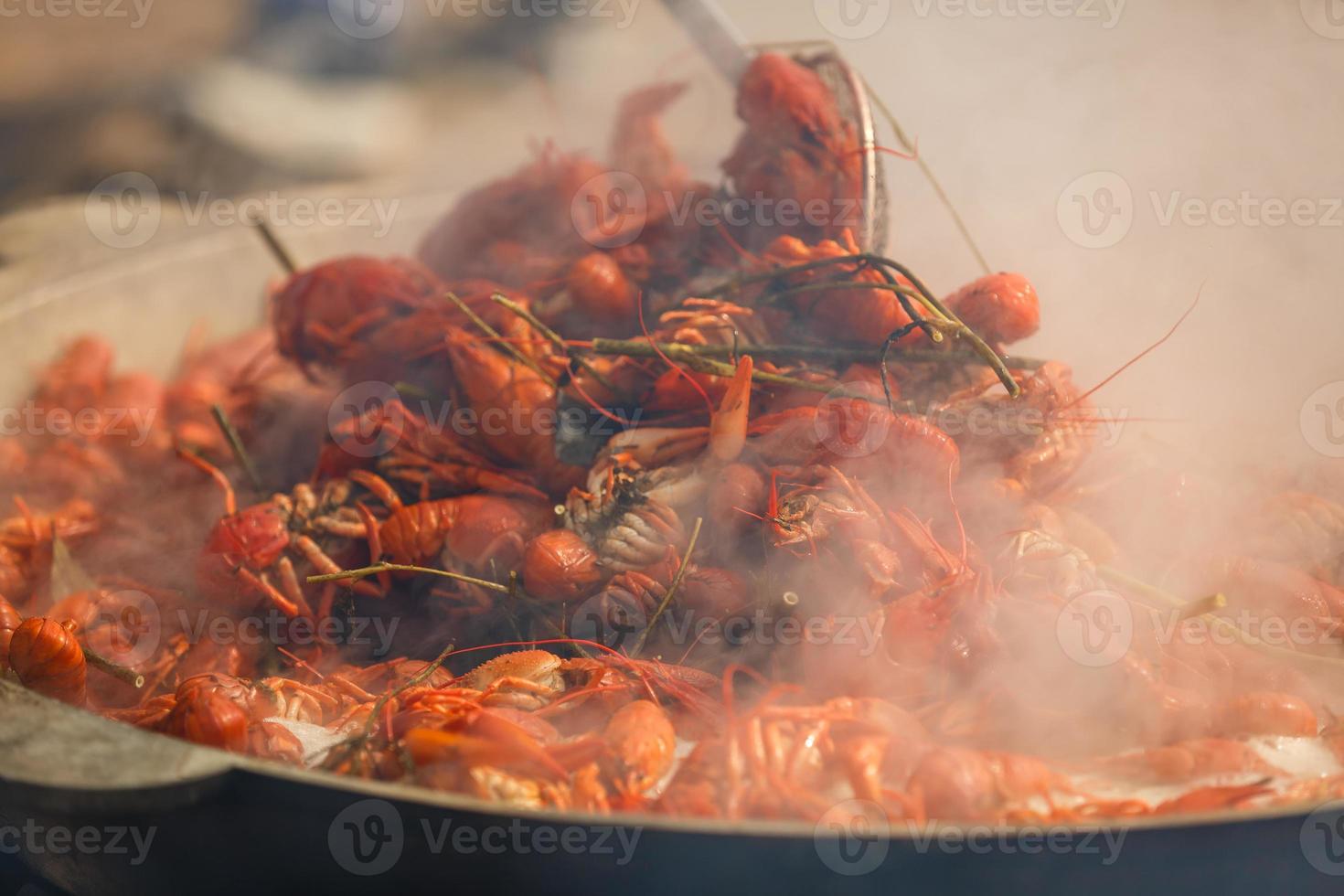 boiled crayfish with seasoning, Large pot photo