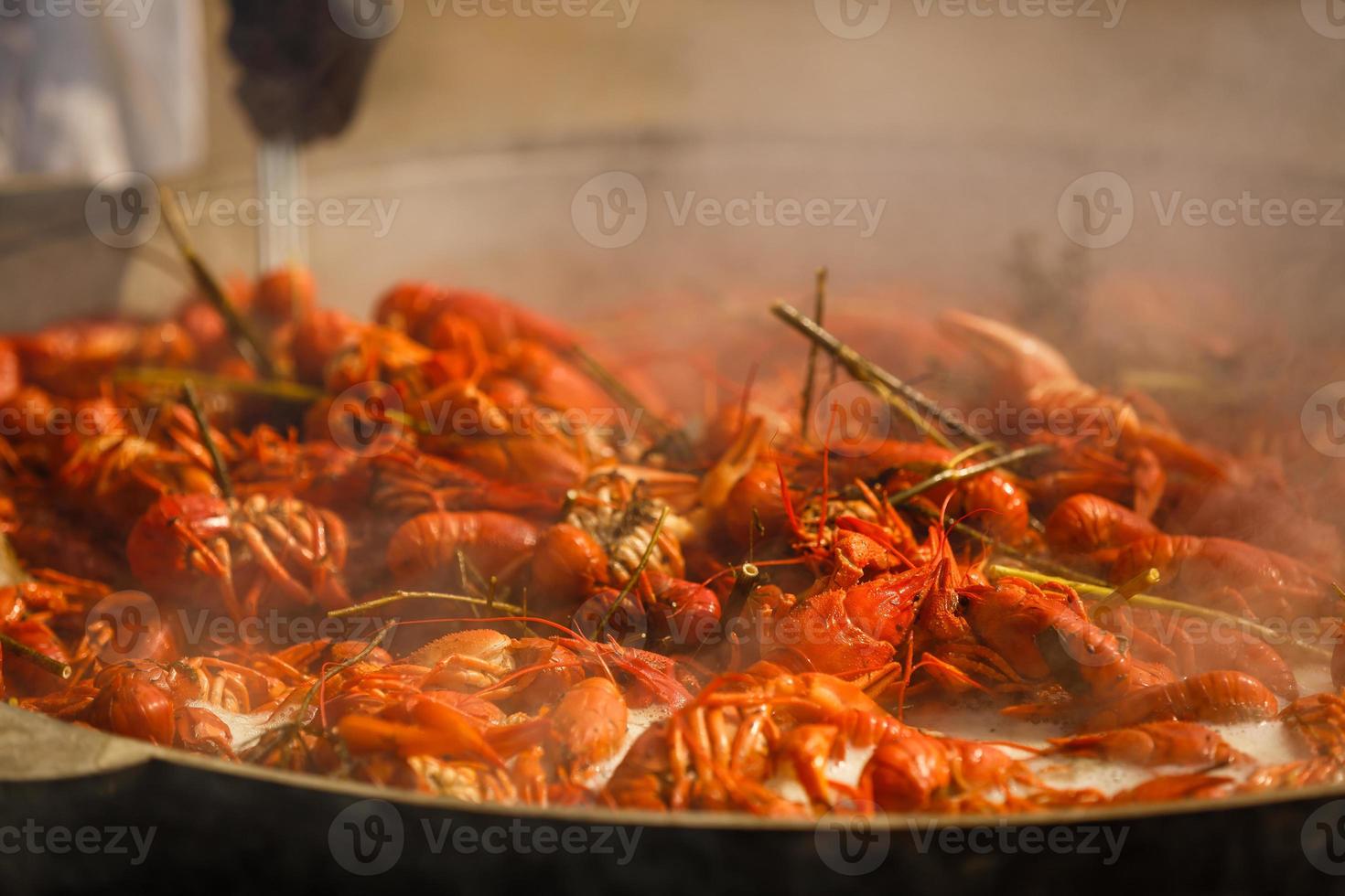boiled crayfish with seasoning, Large pot photo