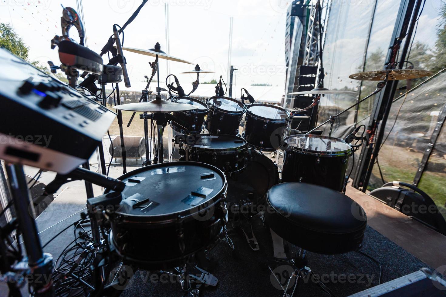 drums with sticks on snare-drums photo