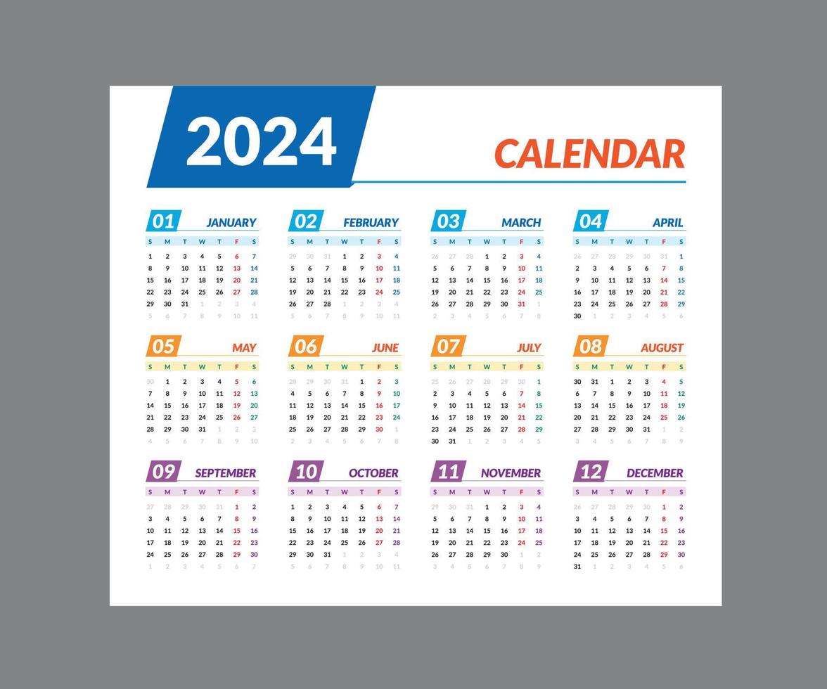 calendario 2023, calendario 2024 semana inicio lunes archivo vectorial de plantilla de diseño de conjunto corporativo. vector