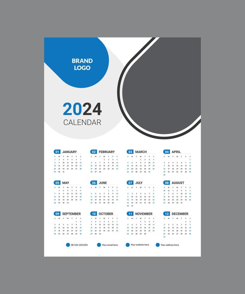 Calendar 2023, calendar 2024 week start Monday corporate set design template vector file.