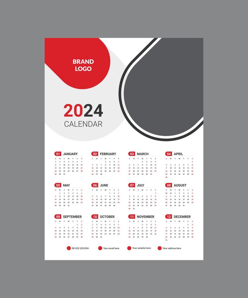 Calendar 2023, calendar 2024 week start Monday corporate set design template vector file.