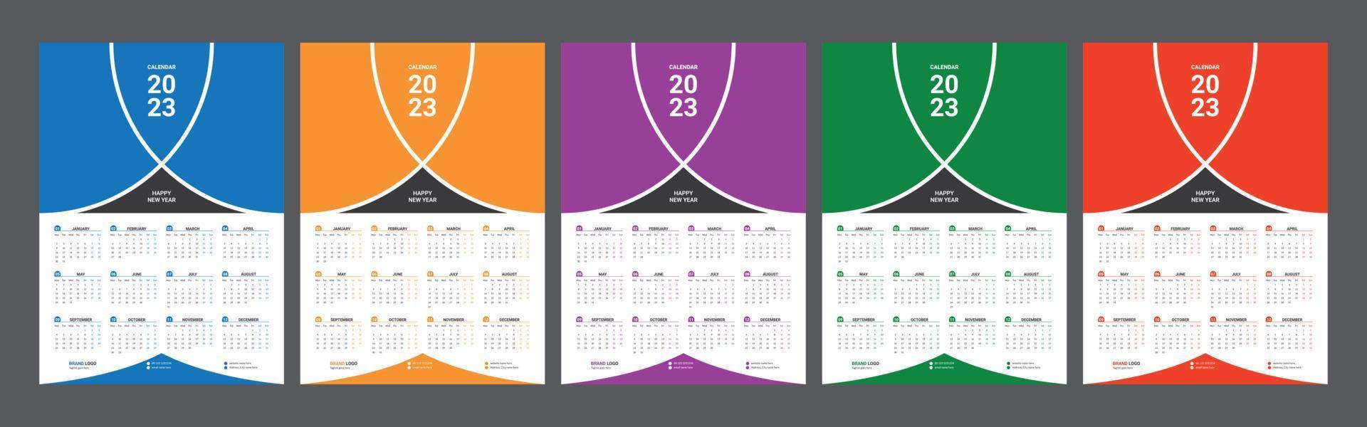 calendario 2023, calendario 2024 semana inicio lunes archivo vectorial de plantilla de diseño de conjunto corporativo. vector