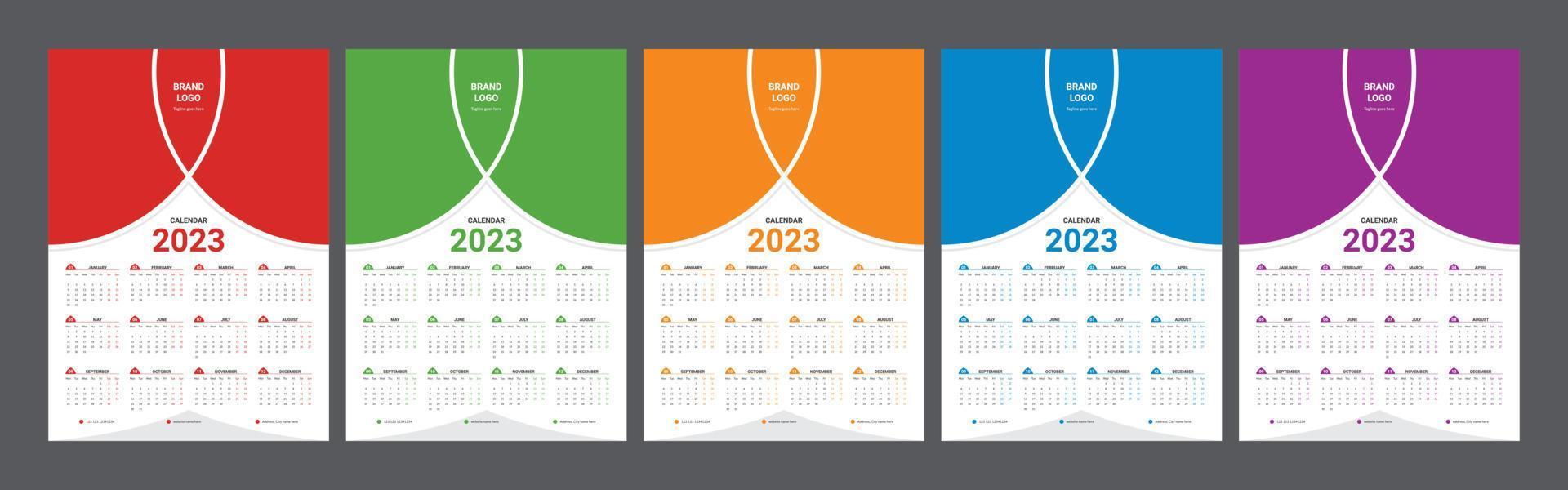 Calendar 2023, calendar 2024 week start Monday corporate set design template vector file.