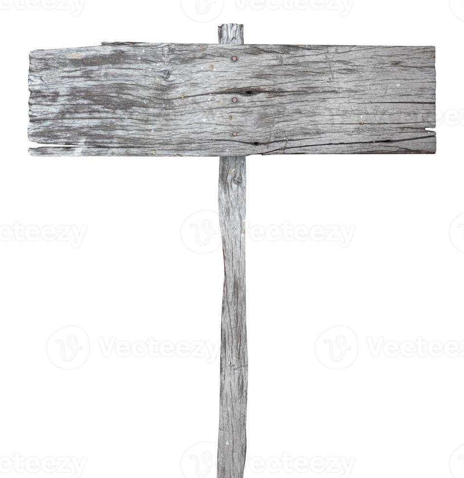 Old wooden sign isolated on white background photo