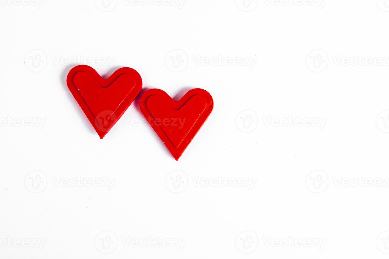 Love hearts on wooden texture background. Valentines day card concept. Heart for Valentines Day Background. photo