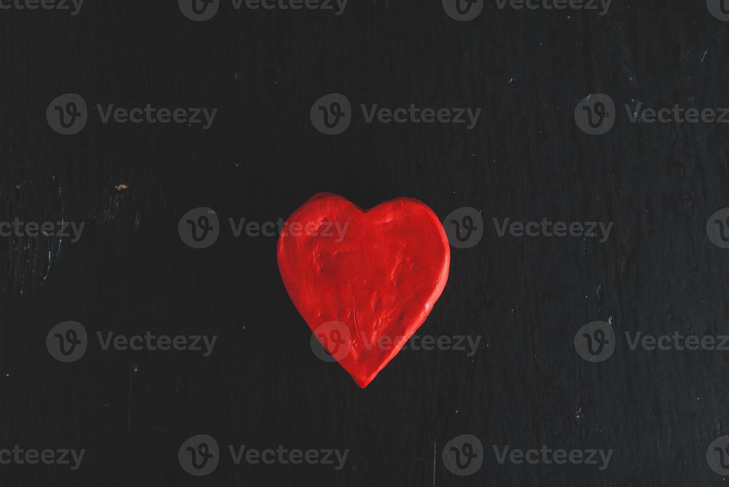 Love hearts on wooden texture background. Valentines day card concept. Heart for Valentines Day Background. photo