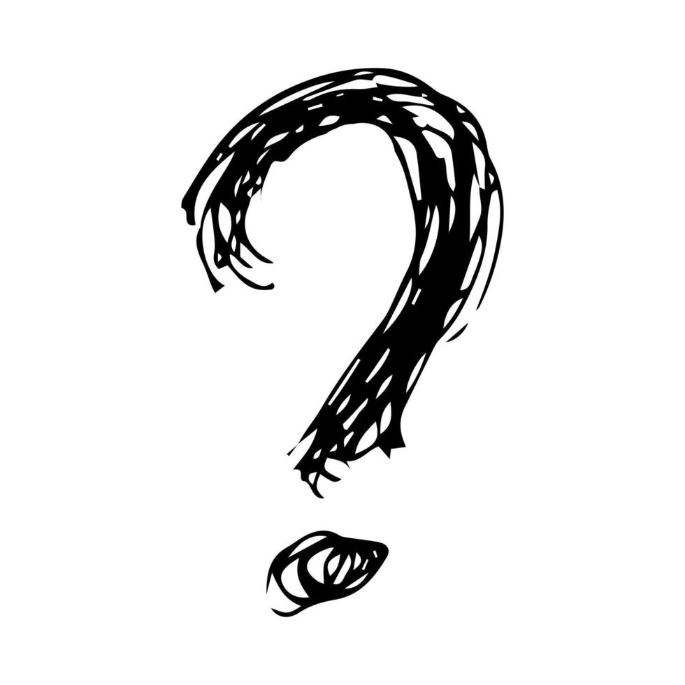 Hand drawn question mark symbol. Black sketch question mark symbol on white background. vector