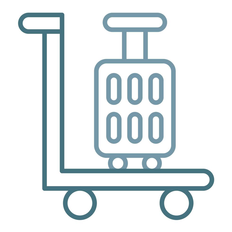 Luggage Trolley Line Two Color Icon vector