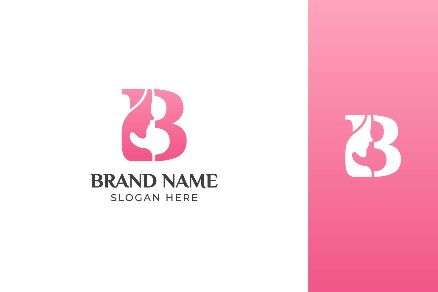 Letter Beauty Face Pink Logo Design Vector