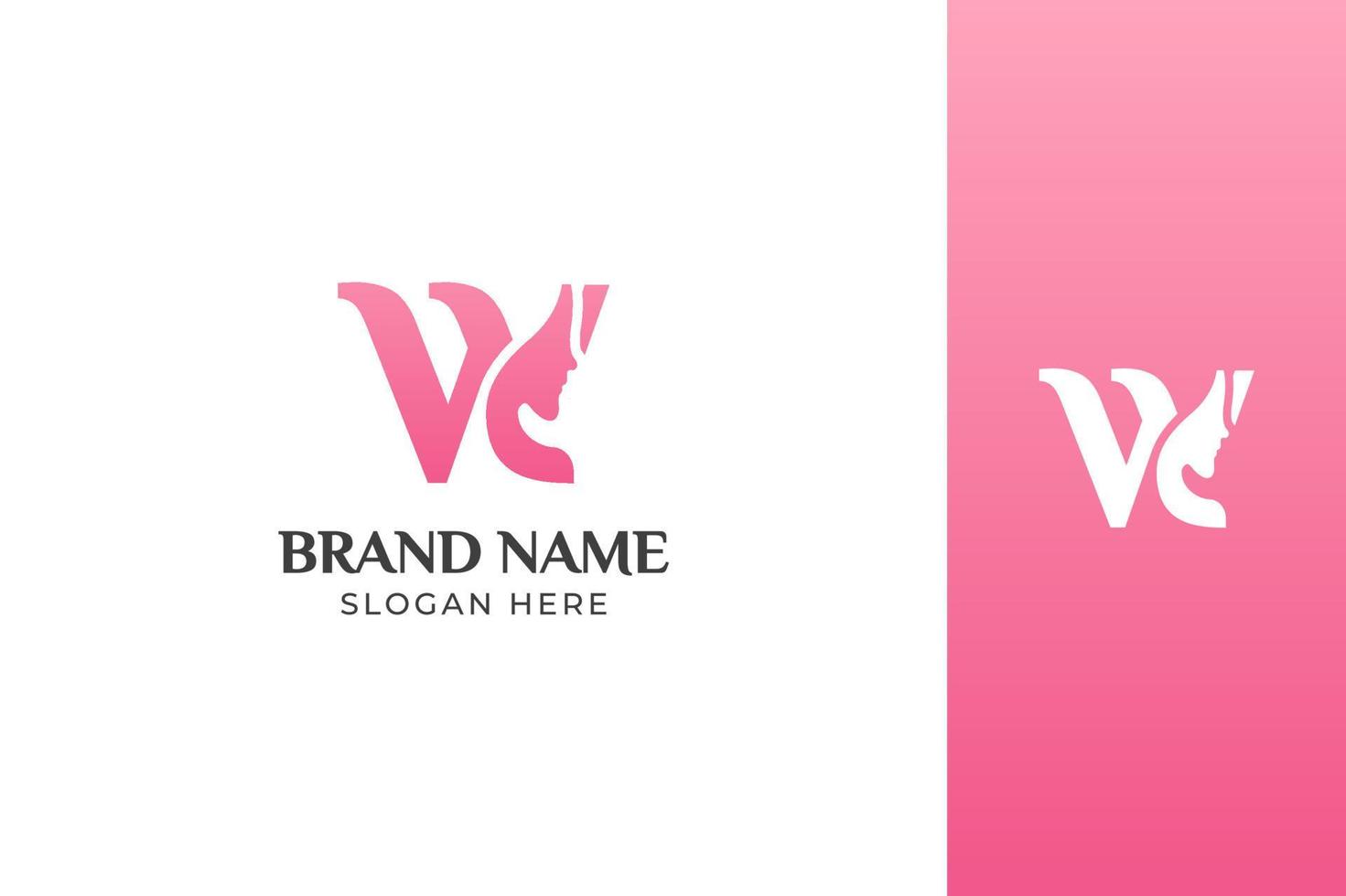 Letter Beauty Face Pink Logo Design Vector