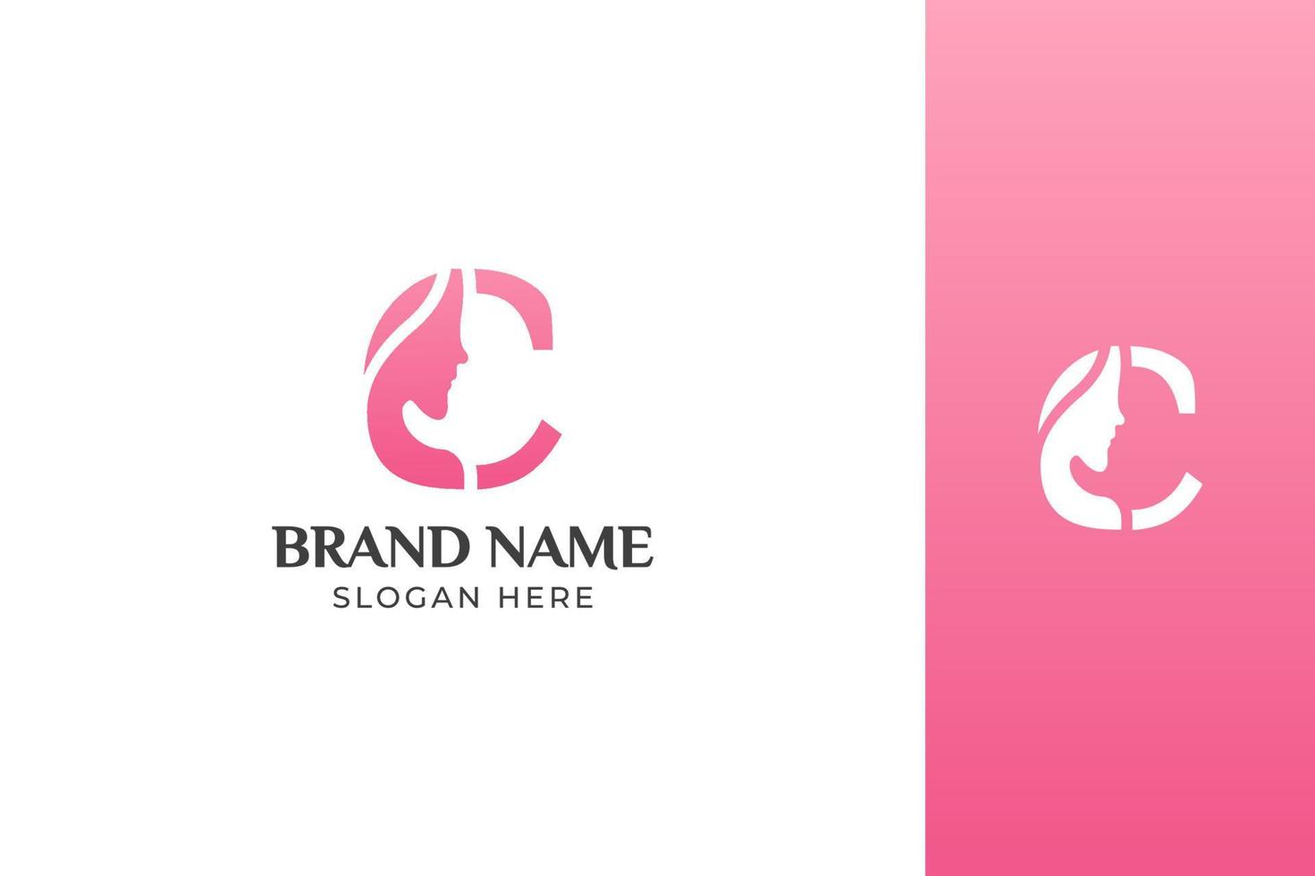 Letter Beauty Face Pink Logo Design Vector