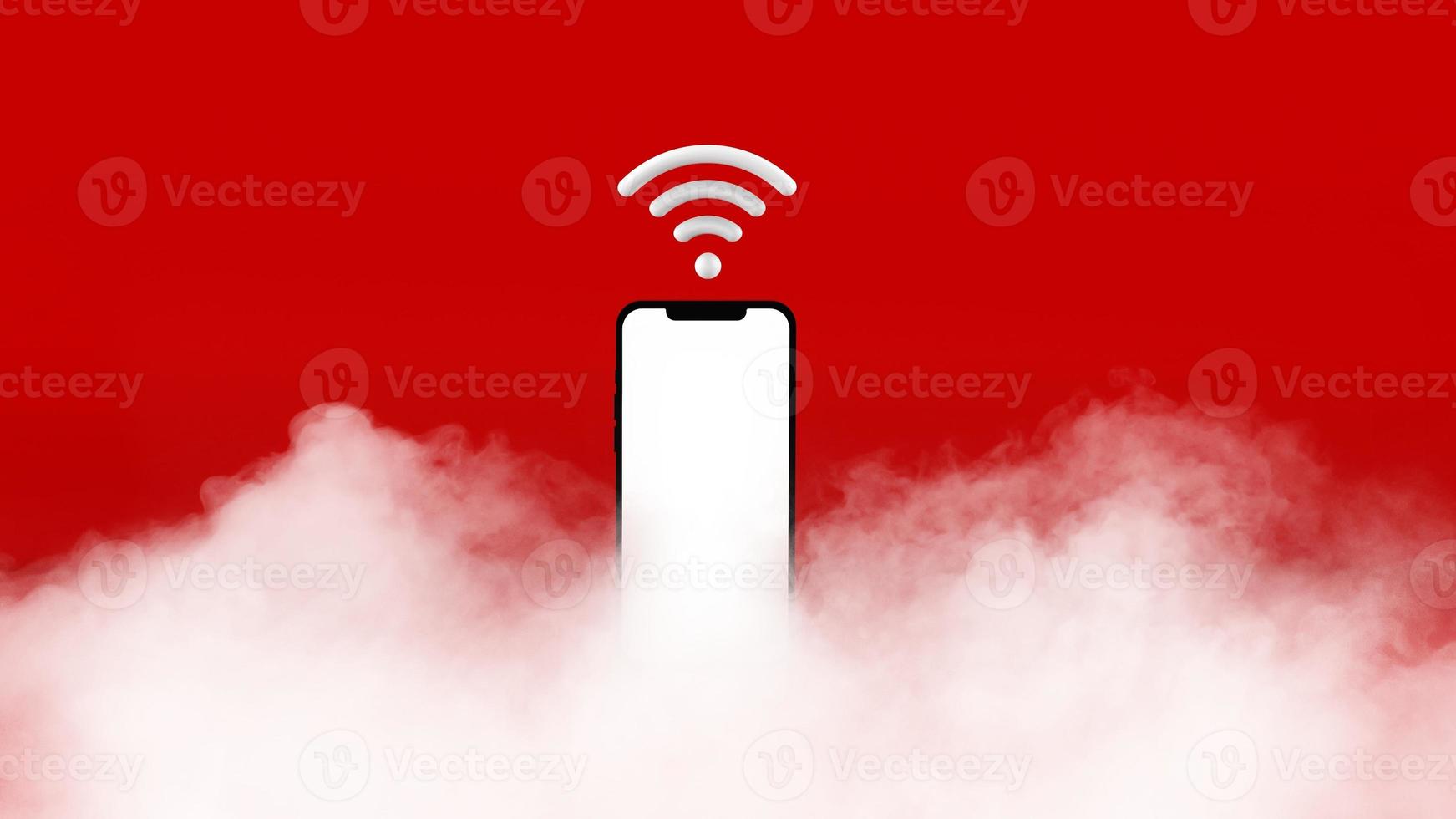 Mobile Phone Template Mockup and wifi icon. 3D illustration. photo