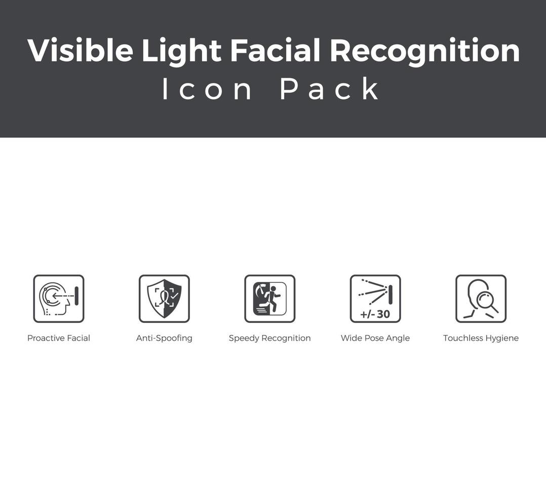 paquete de iconos de reconocimiento facial de luz visible vector