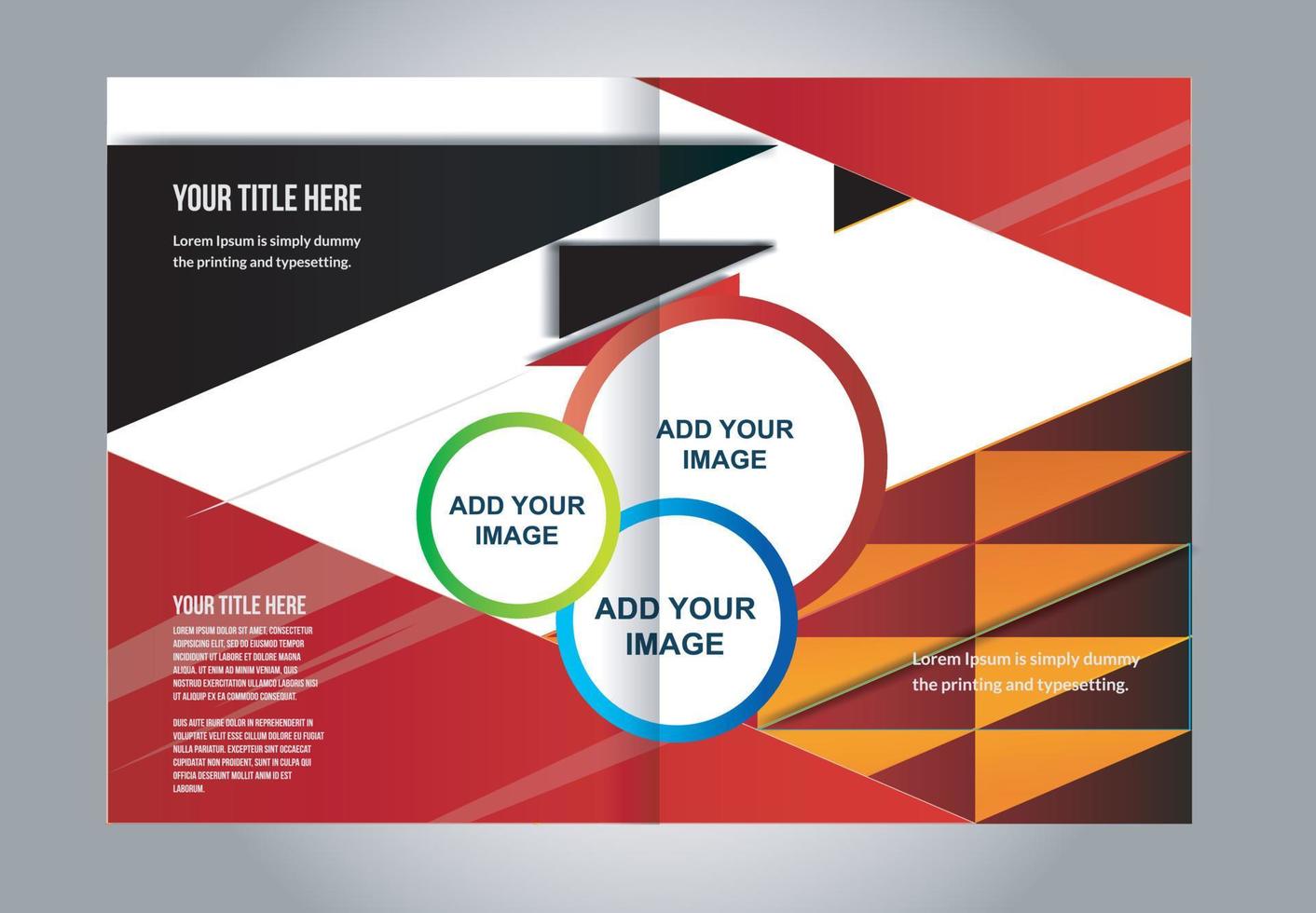 Vector empty bi-fold brochure print template design, booklet layout