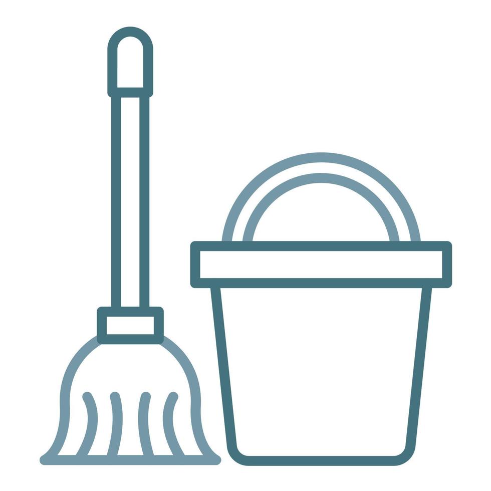 Mop Bucket Line Two Color Icon vector