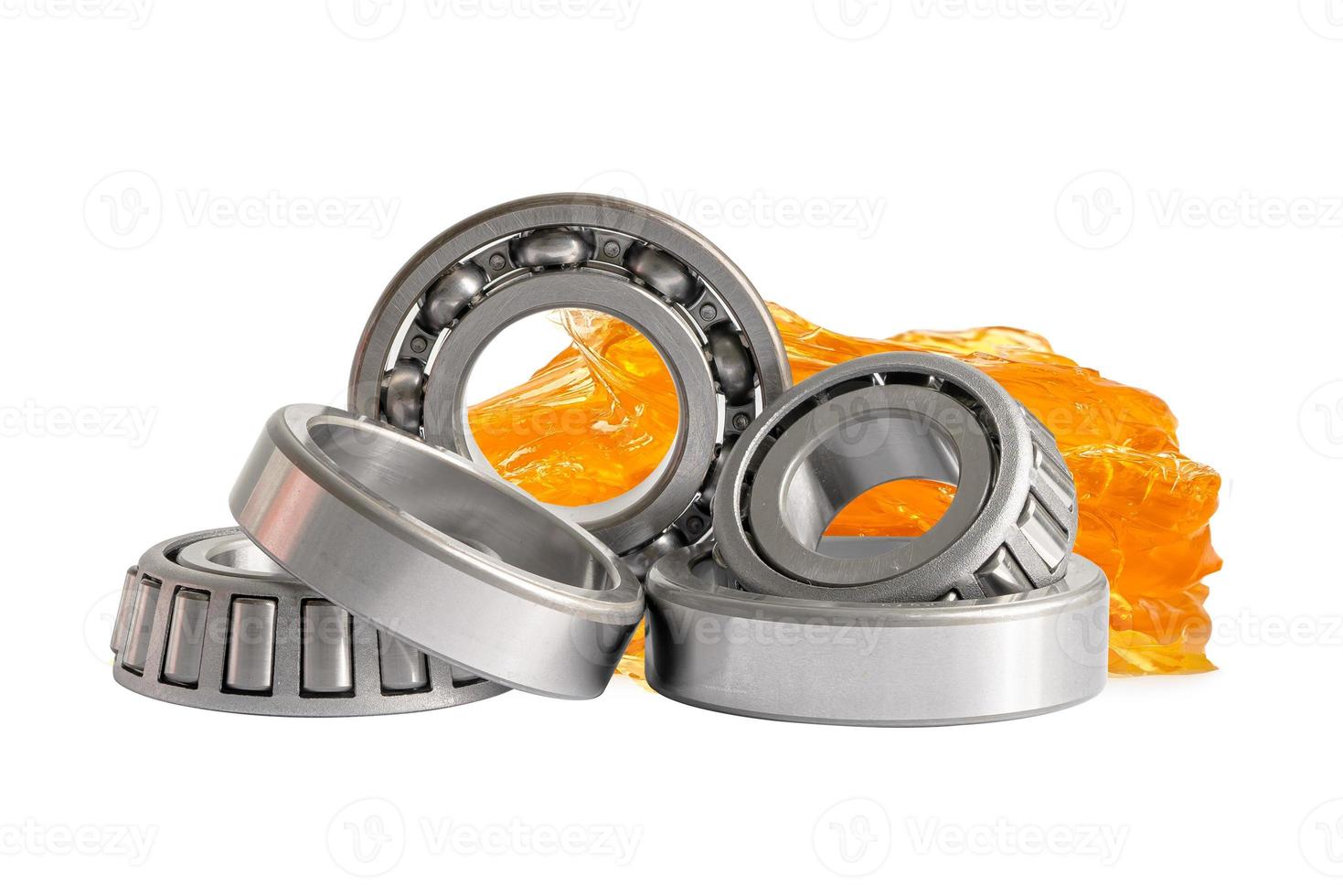 Ball bearing stainless with grease lithium machinery lubrication for automotive and industrial  isolated on white background. photo