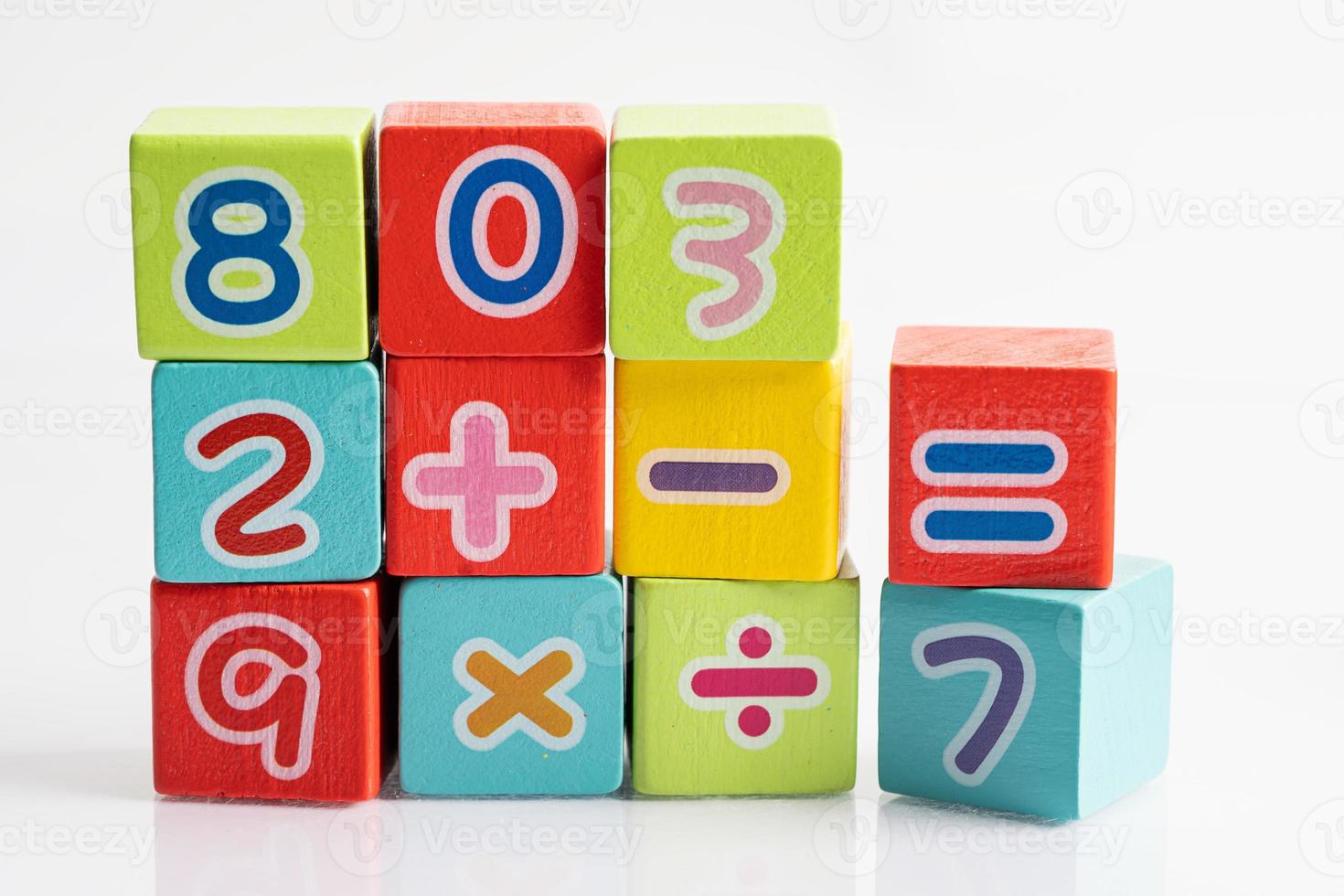 Math number colorful on white background, education study mathematics learning teach concept. photo