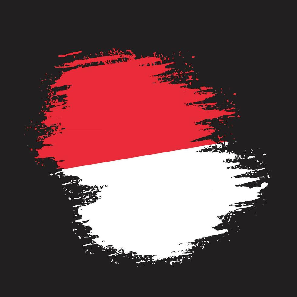 Grunge paint brush stroke Indonesia flag vector