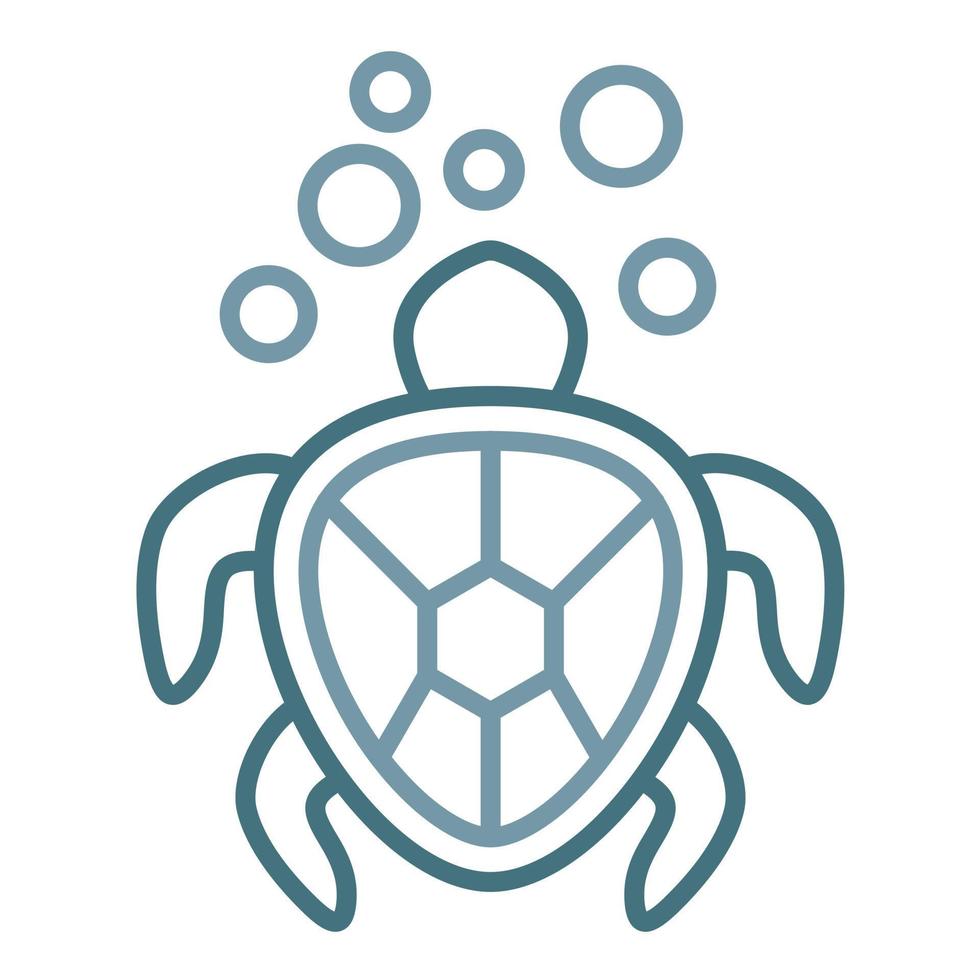 Sea Turtle Line Two Color Icon vector