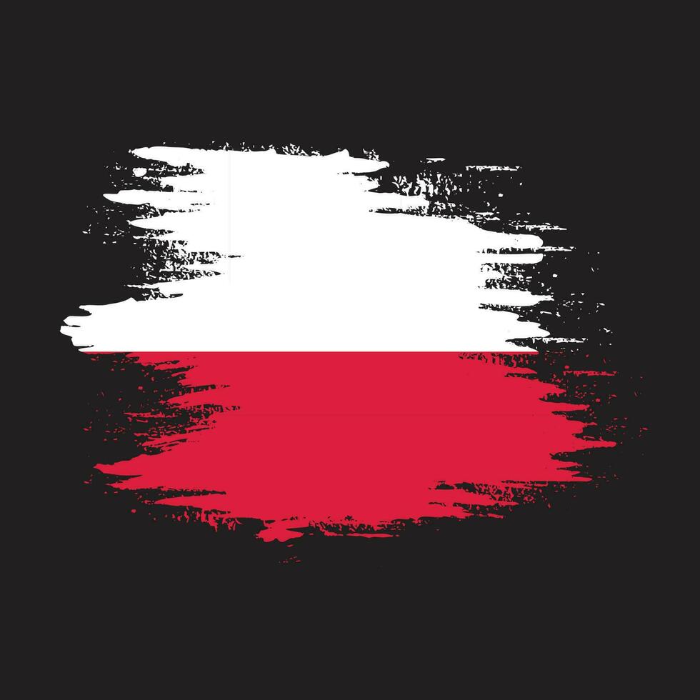 Ink paint brush stroke frame Poland flag vector