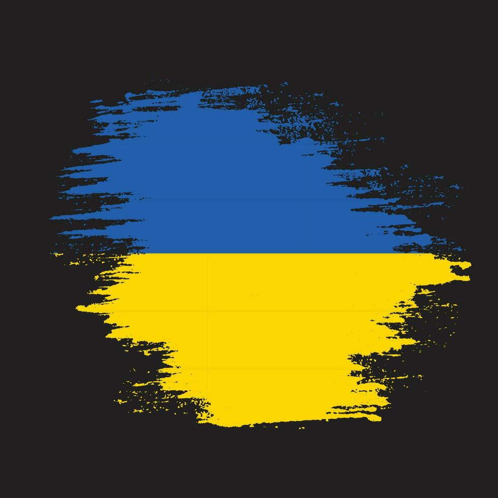 Ink paint brush stroke frame Ukraine flag vector