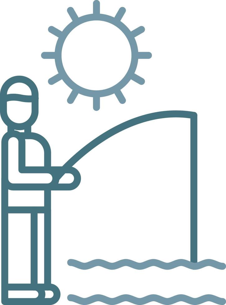 Summer Fishing Line Two Color Icon vector
