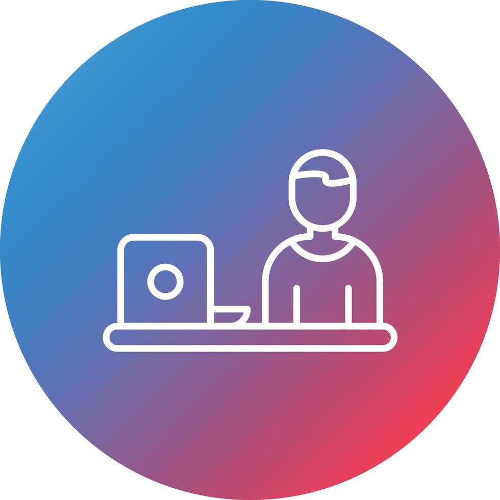 Hard At Work Line Gradient Circle Background Icon vector