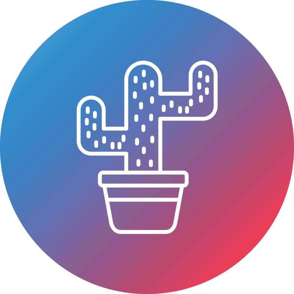 Cactus Line Gradient Circle Background Icon vector