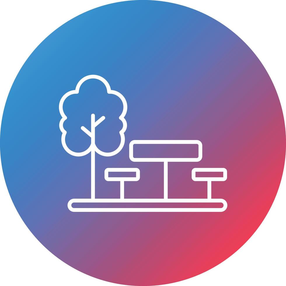 Picnic Table Line Gradient Circle Background Icon vector