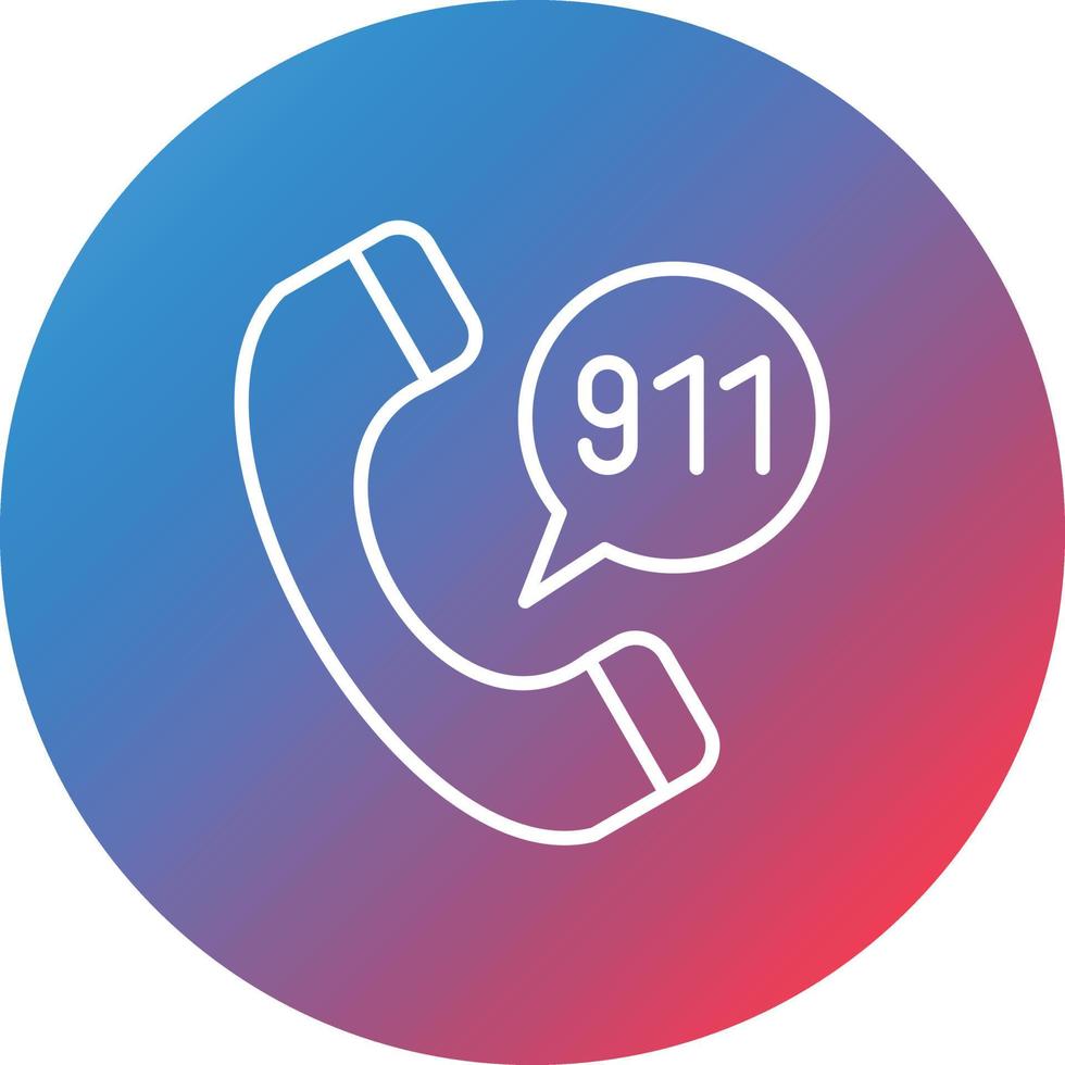 Call 911 Line Gradient Circle Background Icon vector