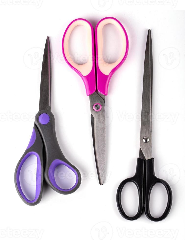 Stationery scissors isolated on white background photo