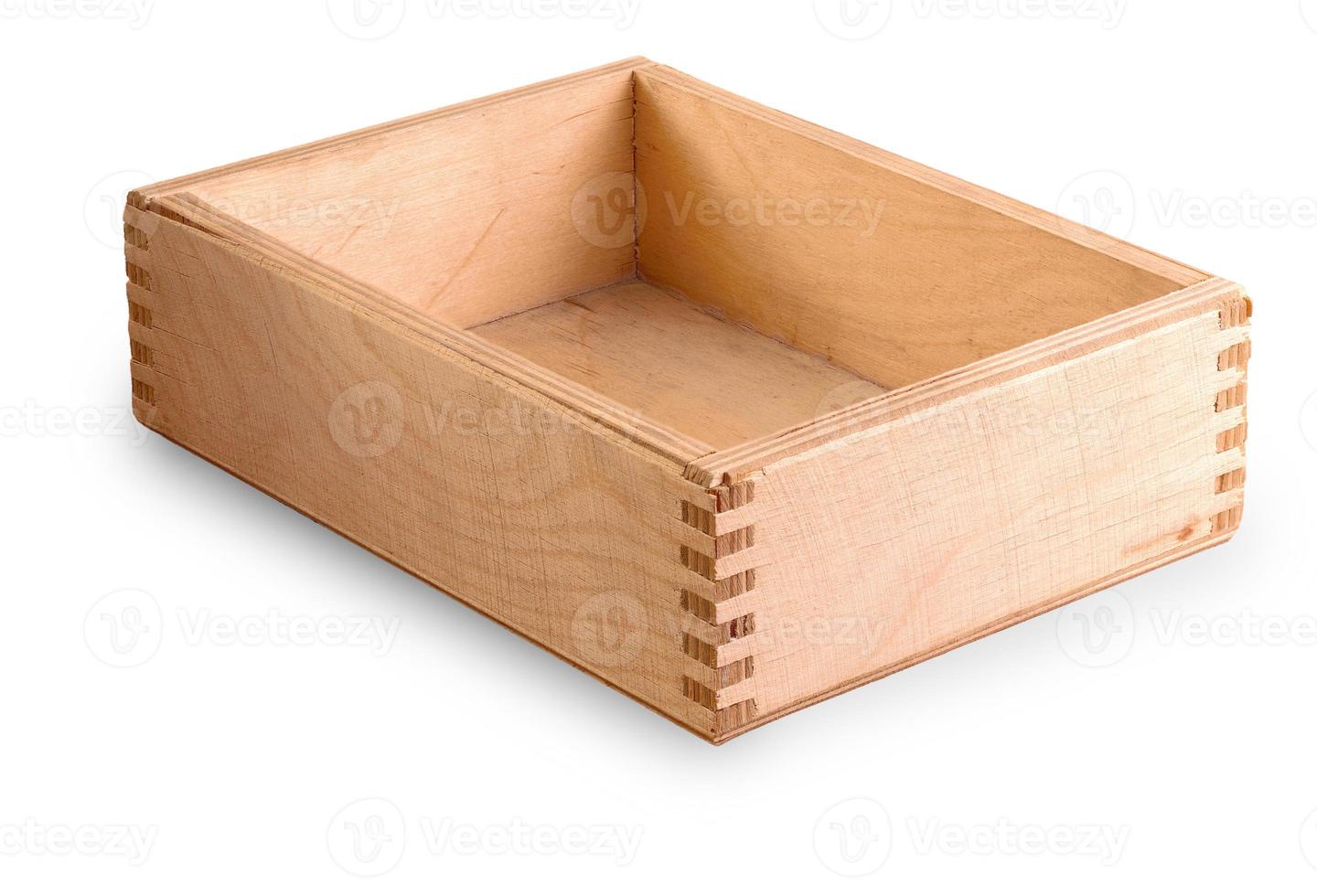 old wooden box isolated on white background photo
