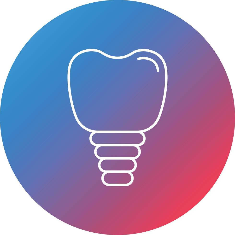 Tooth Implant Line Gradient Circle Background Icon vector
